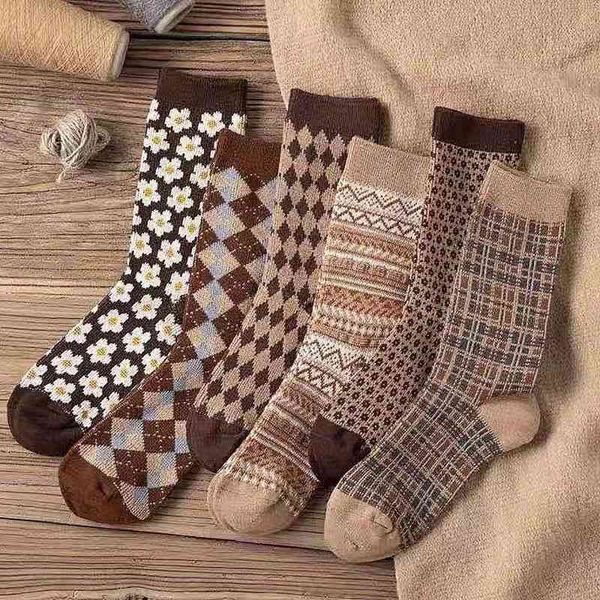 

socks coffee children's medium tube autumn and winter pure cotton thermal insulation thickened pile stockings, Black;white
