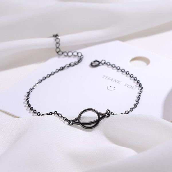 

link, chain luxury tiny bracelets for women designer korean minimalist jewelry, Black
