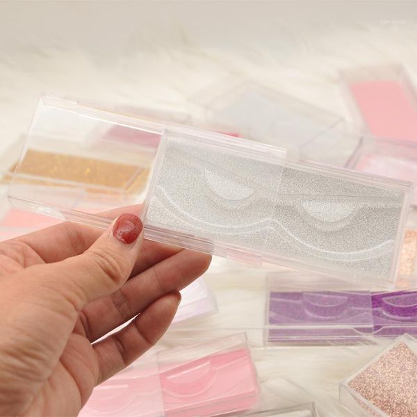 

wholesale eyelash packaging box lash boxes custom logo faux cils plastic clear case tray glitter sliver background paper1