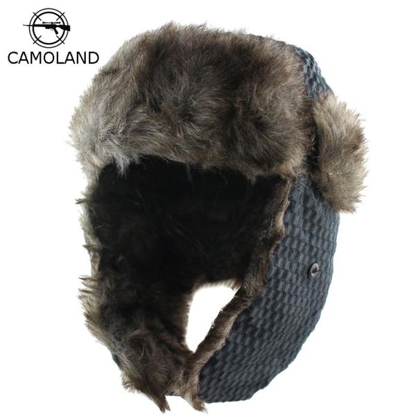 

berets men women winter hat with ears earflap bomber hats ushanka caps russian trapper male trooper snow ski hunting cap, Blue;gray