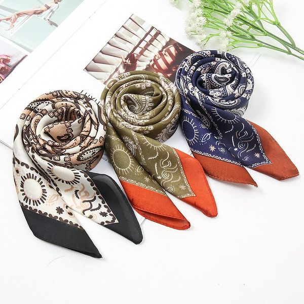 

scarves fashion polka dot contrast color silk scarf cashew pattern 70x70cm thin ladies tie headband decoration, Blue;gray