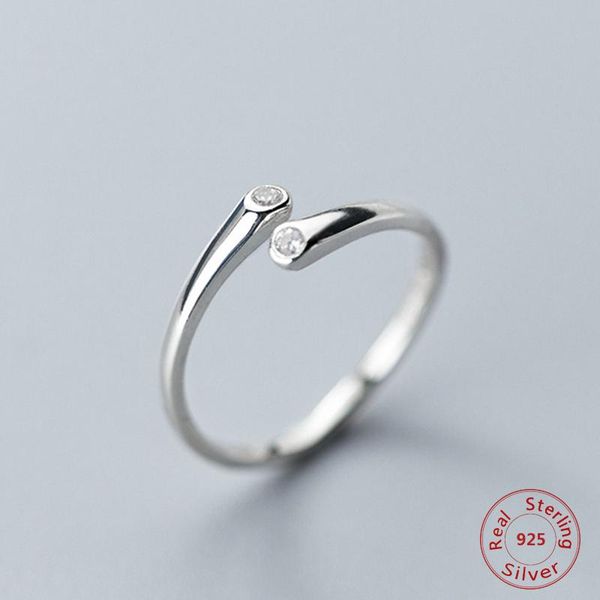 

cluster rings s925 sterling silver korean for women cubic zirconia ring simple adjustable size gift accessories, Golden;silver