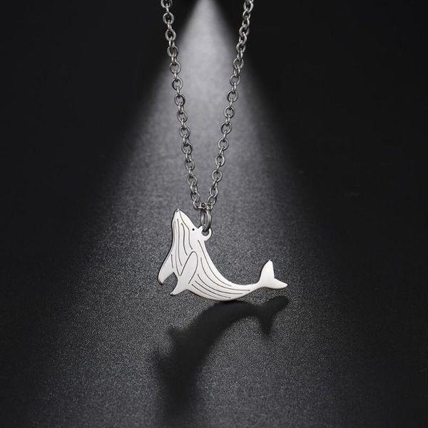 Anhänger Halsketten meine Form Fisch Delphin Doppel Pinguin Tier Halskette für Frauen Mädchen Edelstahl hohl Halshöhe Schmuck Geschenk