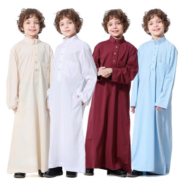 

ethnic clothing muslim saudi kids boys dishdasha long sleeve robe thobe jubba islamic abaya middle east arab child dress kaftan jilbab, Red