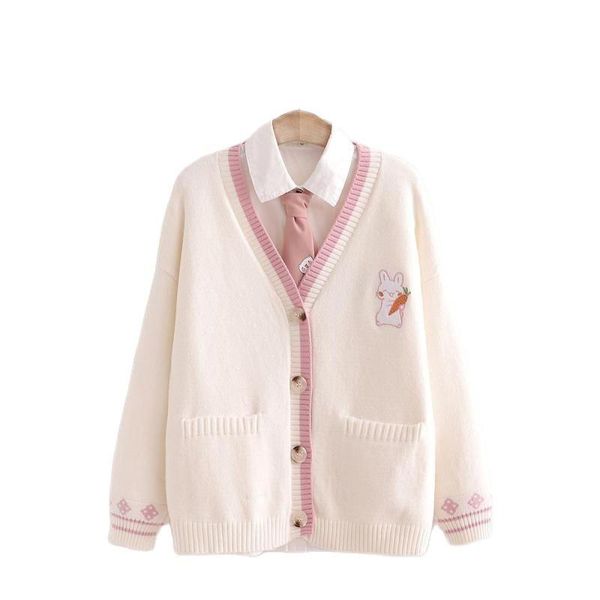 

women's knits & tees knitted cardigan girl preppy style embroidery sweater cute clothes 18 years harajuku kawaii sweaters womens cart, White