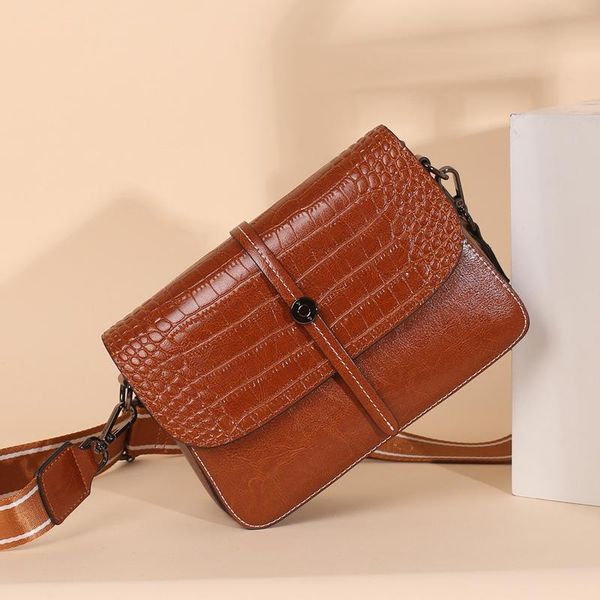 

evening bags 2021 bag women fashion oil wax leather handbags korean style contrast color portable messenger shoulder