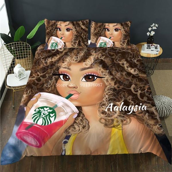 

bedding sets african girl set single twin full  king size black fashion bed aldult kids bedroom duvet cover pillowcase
