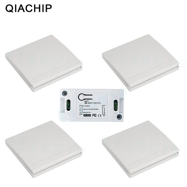 

smart home control qiachip 433mhz ac 220v 1ch wireless rf remote switch light push button 86 wall panel transmitter