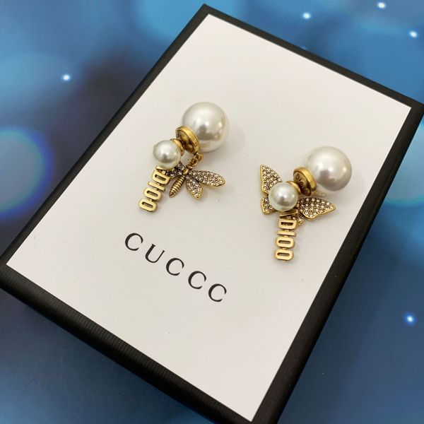 

70% off luxury jewelry new dragonfly butterfly pearl earrings, Golden;silver