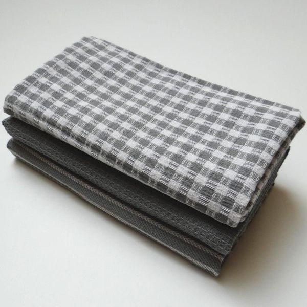 

3pcs set square gray cotton napkins household items kitchen table cloth restaurant el tea towel scouring pad napkin