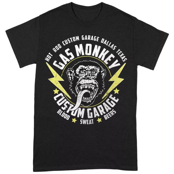 

gas monkey garage monkey & bolts black licensed t-shirt man, White;black