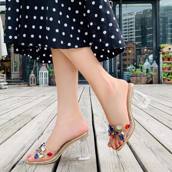 

super high heels sandals woman transparent waterproof ladies heel crystal shoes dress, Black