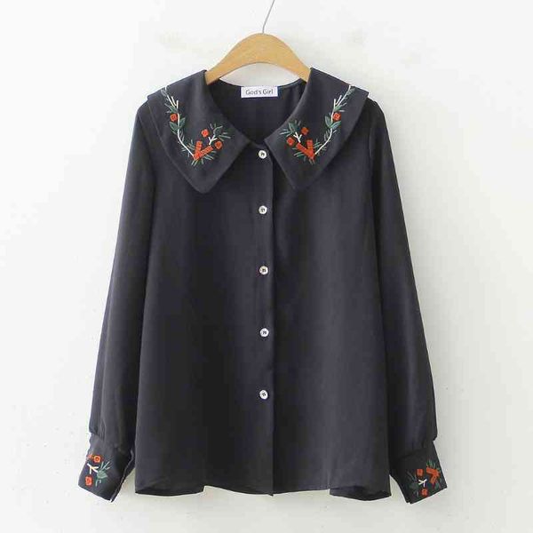 

fashion woman blouses long sleeve blouse women v-neck floral embroidery chiffon blouse shirt womens and blouses c757 210426, White