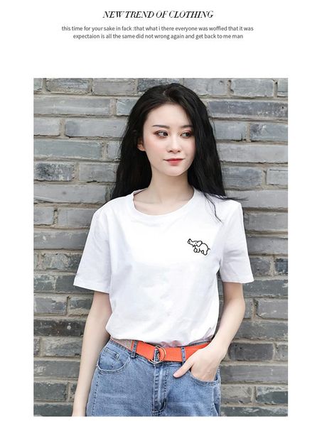 

women's t-shirt t shirt summer cotton material o- neck clothing om912l, White