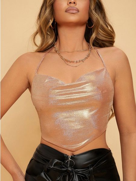 

draped tie backless asymmetrical hem halter x69x#, White