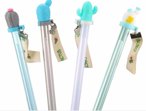 

gel pens cute cactus pendant ink pen cartoon stationery prize kawaii stydent office writing black neutral 48pc/lot