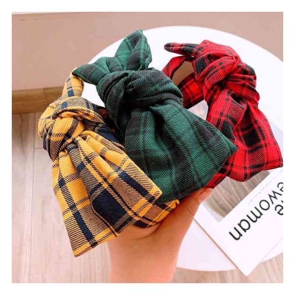 

Barrettes Hairpin Korean Designer British Plaid Wide Side Bow Knot Versatile Hair Hoop Jewelry, Golden;silver