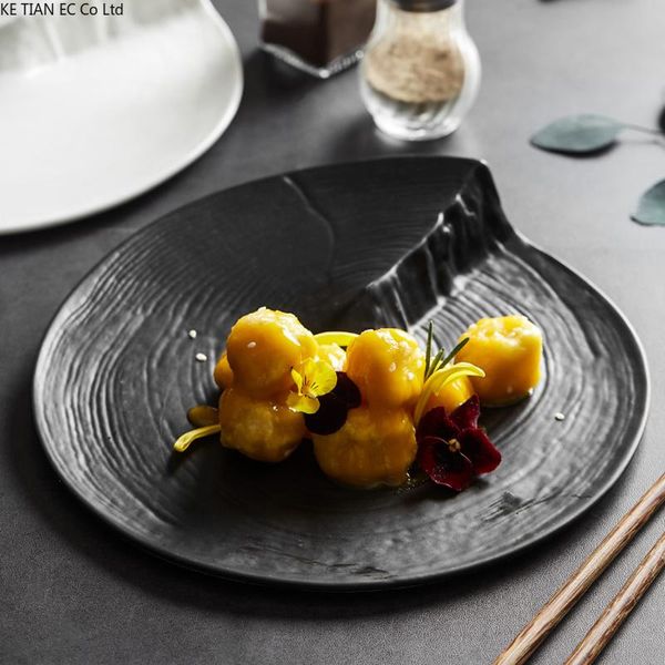 

dishes & plates japanese ceramic western ramen plate black white special-shaped dinner home fruit dessert sushi flat tableware