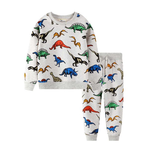 Jumping Meters Crianças Outono Inverno Conjuntos Dinossauros Imprimir Meninos Meninos 2 Pcs Outfits Moda Moda + Bottoms 210529