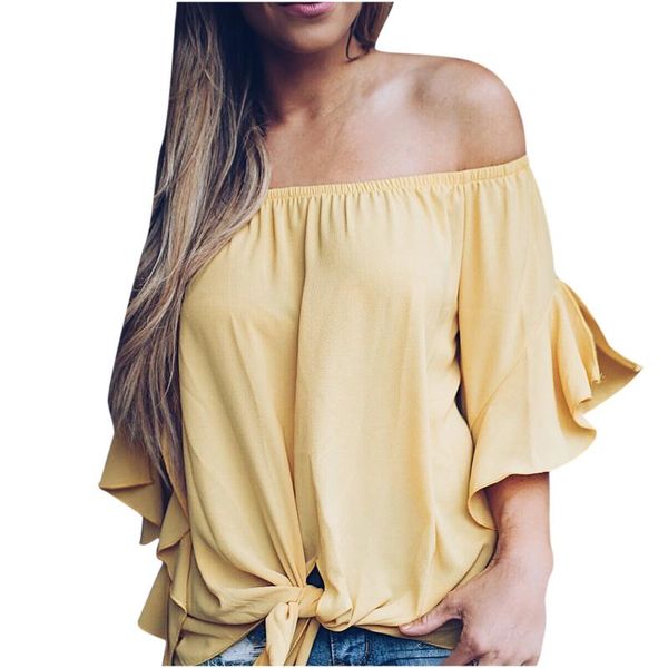 

women's t-shirt summer striped print slash neck short sleeve tee creativity loose tshirts women bandage knotted off shoulder streetwear, White