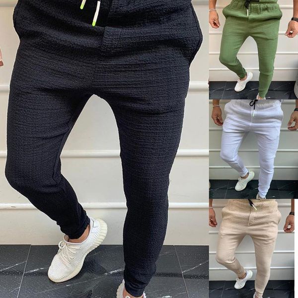 

men's pants casual jogging streetwear trousers male social autumn hip hop slim fit soft party solid clothing, Black