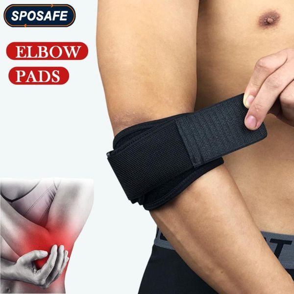 

1pc sports elbow support brace with muscle compression pads for tennis golfer straps band relieves tendonitis forearm pain & knee, Black;gray
