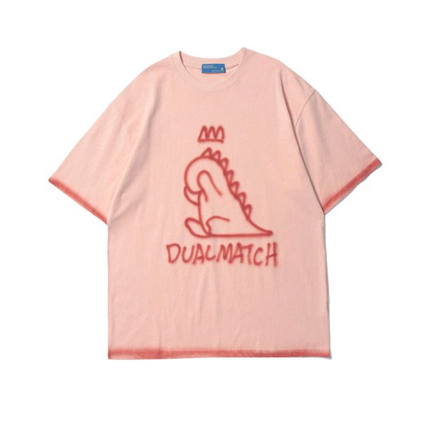 

cartoon dinosaur hand painted graffiti short sleeve t-shirt for men, White;black