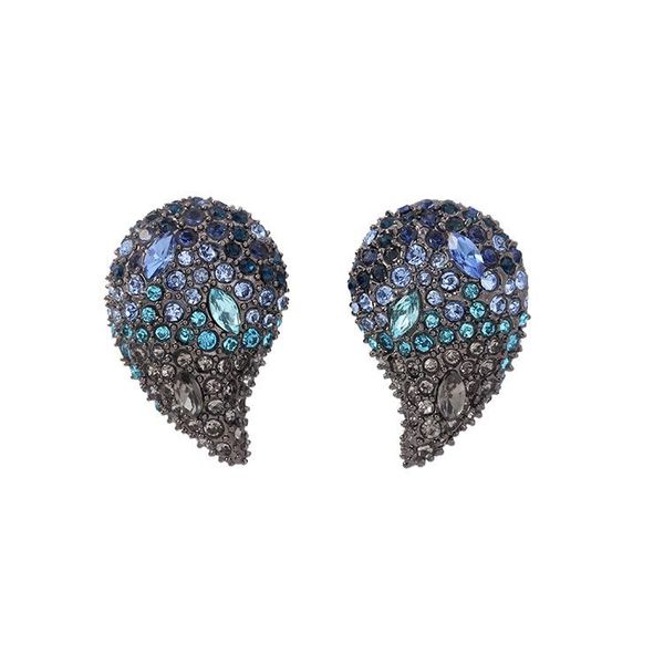 

earrings & necklace exaggerated personality water droplets copper zircon fem, Silver