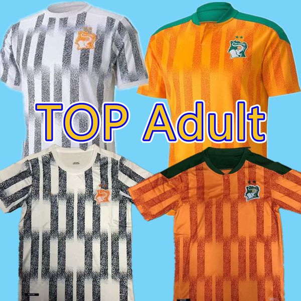 

cote d ivoire national team soccer jerseys ivory coast drogba kessie zaha cornet men homme maillot de foot football man uniforms 2020 2021, Black;yellow