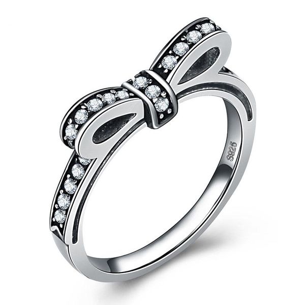 

wedding rings sell authentic white gold sparkling bow knot vintage women ring crystal stamp jewelry full size, Slivery;golden
