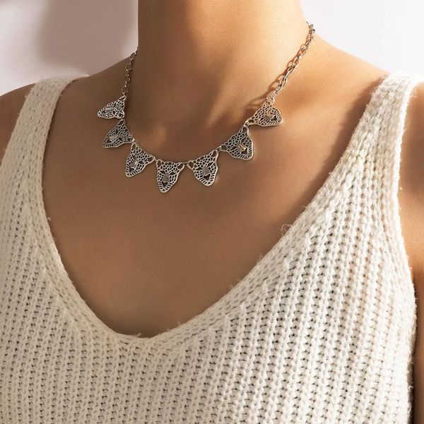 

pendant necklaces punk leopard animal tassel silver color necklace for women charms alloy metal hollow geometric party jewelry accessories