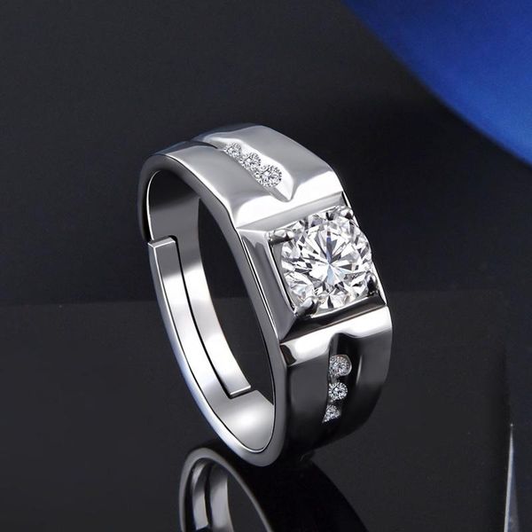 

cluster rings 2021 arrival s925 sterling silver fashion ring prong/pave setting zirconia diamond luxury jewelry gift for man, Golden;silver