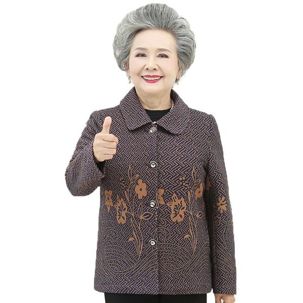 

women's wool & blends middle-aged and elderly coat spring autumn large size 5xl single-breasted casual jacket female grandma outfit k1, Black