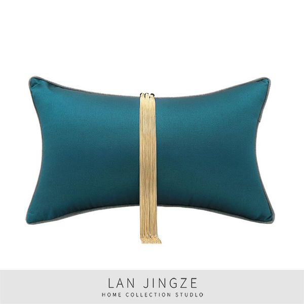 

cushion/decorative pillow lan jingze metal tassel cushion cover decorative pillows throw case soft solid blue home decor living room 30cmx50