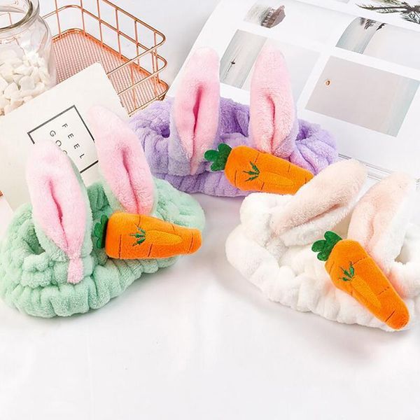 

plush hair band cute girl and woman stretch wash face make up headwear ears bow headdress accessories1