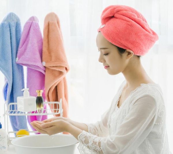 

towel solid quick dry hair strong absorbing bath hat microfiber polyester soft wrap cap salon