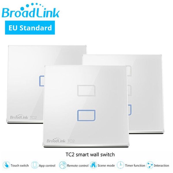 

smart home control broadlink tc2 eu standard 1/2/3 gang optional,mobile remote light lamps wall switch via rm pro+ domotica