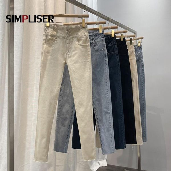 

high waisted women denim blue jeans trousers black female skinny pencil pants 2021 brand street mujer women's