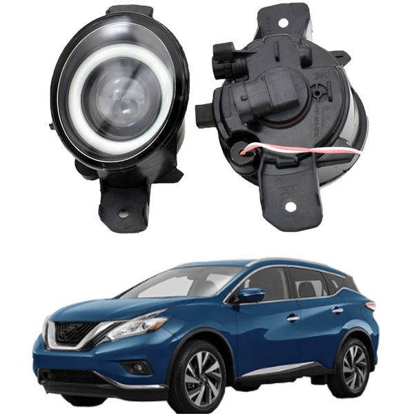 

2 pieces angel eye fog light assembly for nissan murano 2015 2016 2017 car led lens drl fog daytime running lamp 12v