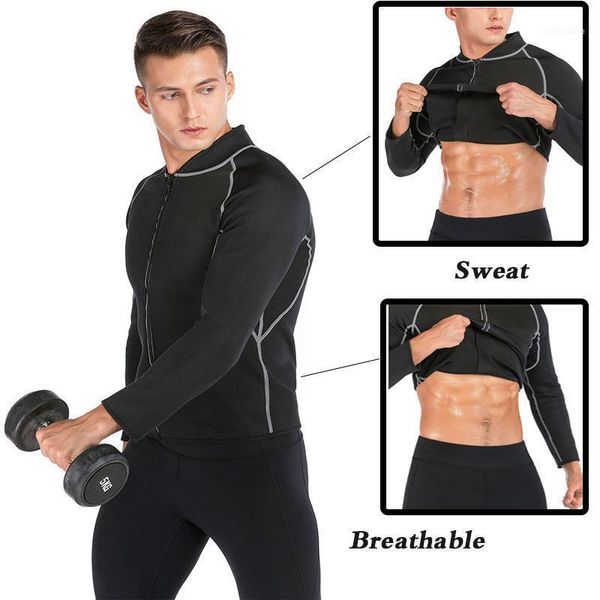 

men's body shapers men shaper exercise sweat shirt sauna neoprene slimming fitness jacket gym wear for core muscle training suits1, Black;brown