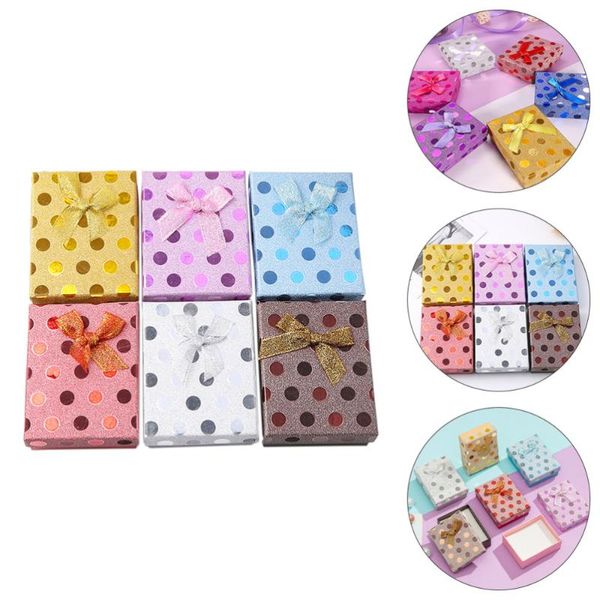 

gift wrap 12pcs jewelry earring boxes with bows decor small (random color)