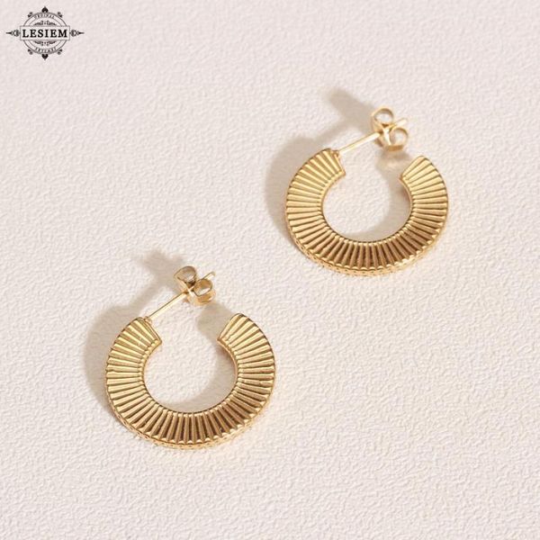 

hoop & huggie lesiem fashion brand design luxurio gold vermeil female earrings semicircle, sector women earring jewelry, Golden;silver