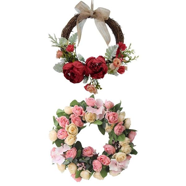 

decorative flowers & wreaths 2pcs artificial peony flower wreath with rose handmade