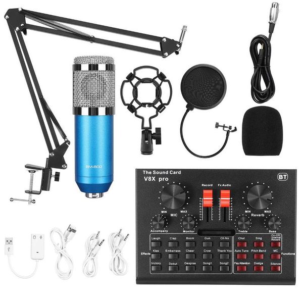 

microphones v8x pro bm800 microphone sound card pc game live streaming dj condenser stand usb bluetooth karaoke studio recording