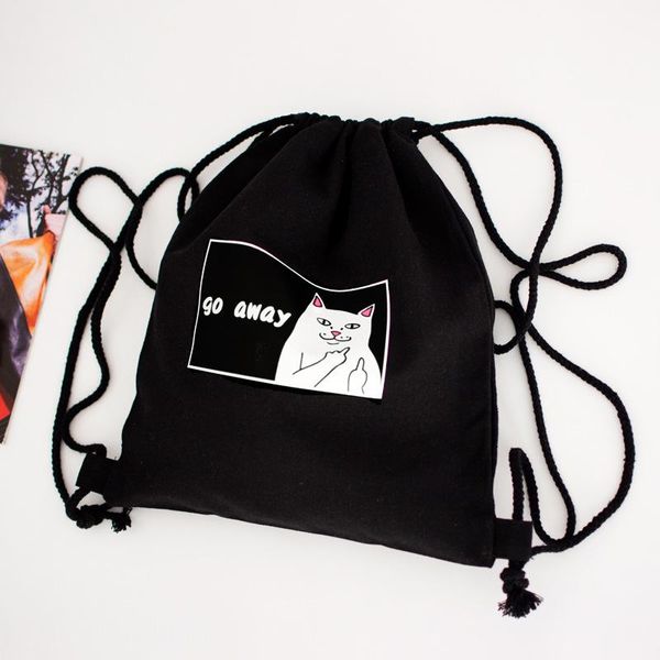 

backpack yile cotton canvas drawstring travel student shoes book bag go away cat s138