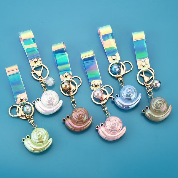 

2021 fashion keychain new acrylic snail pendant creative cartoon car key chain small gift, Slivery;golden