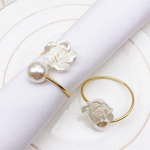 

napkin rings 1pc elegant pearls gold christening bangle metal holder wedding gift bridal shower decor party supplies