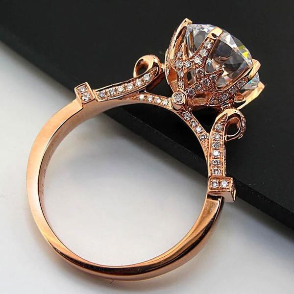

wedding rings moonrocy cz crystal ring rose gold / silver color party jewelry wholesale for women girls gift drop, Slivery;golden
