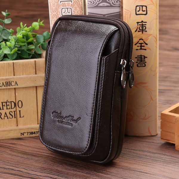 

men cow genuine leather fanny waist bag male mobile phone coin purse pocket belt bum pouch pack 2021 bags