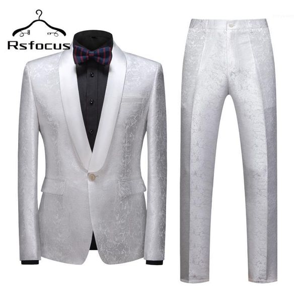

men's suits & blazers rsfocus 2021 classic slim fit men suit 2 piece white groom tuxedo wedding set elegant prom party casual man tz084, White;black